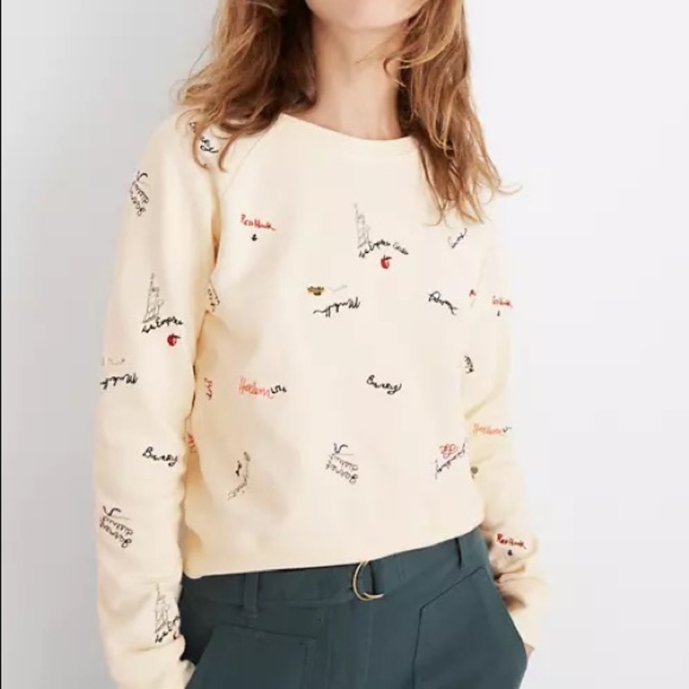 Madewell Embroidered Shrunken Sweatshirt in “Subway Graffiti”